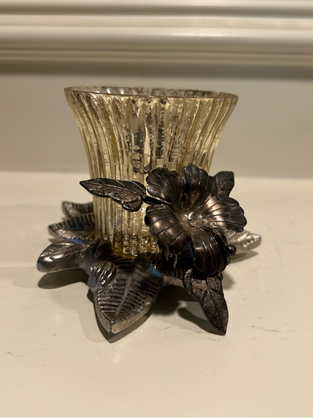 Pottery Barn Champagne Flower Mercury Cup Tealight Holder